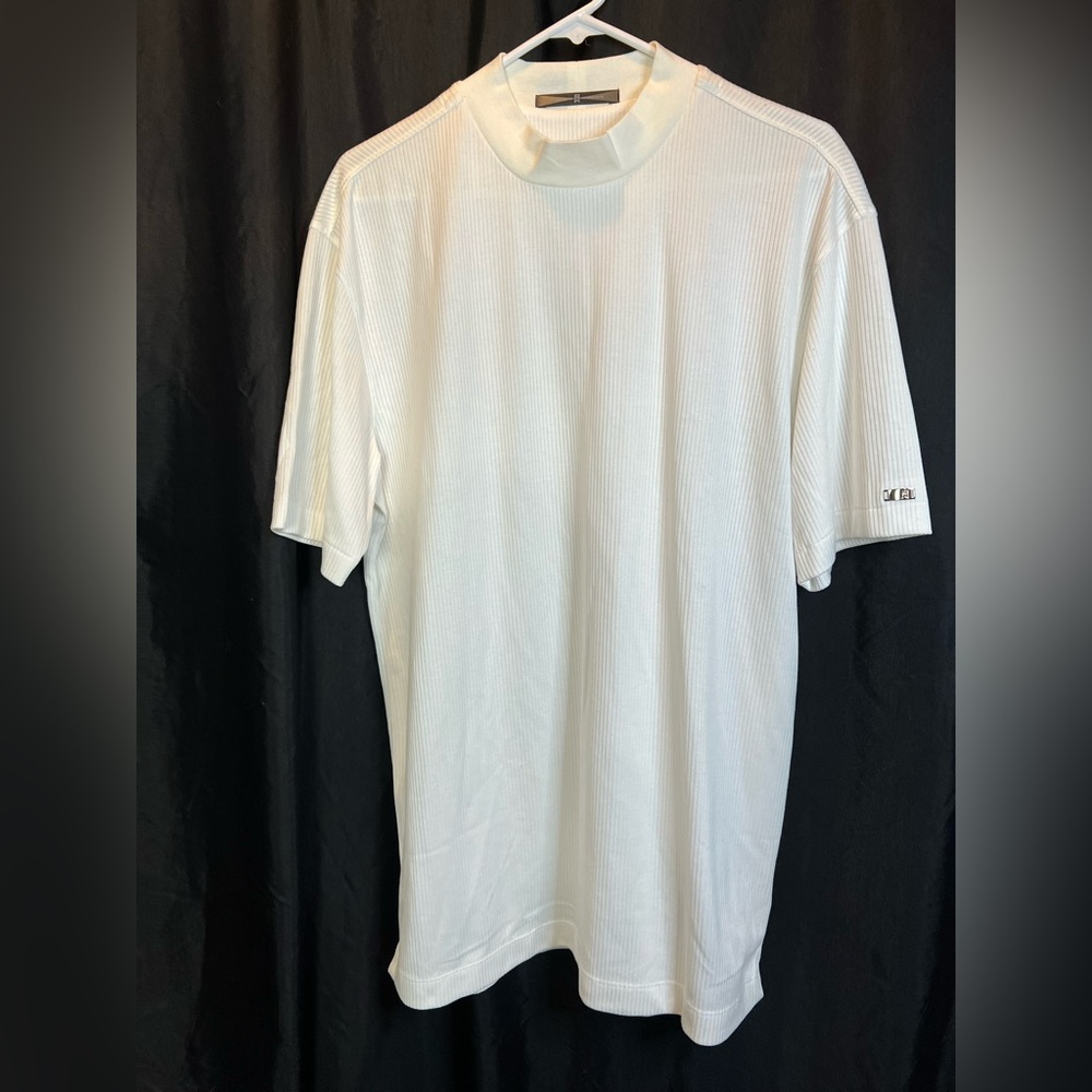 Tiger Woods Short Sleeve White Shirt Nike fit Dry Large